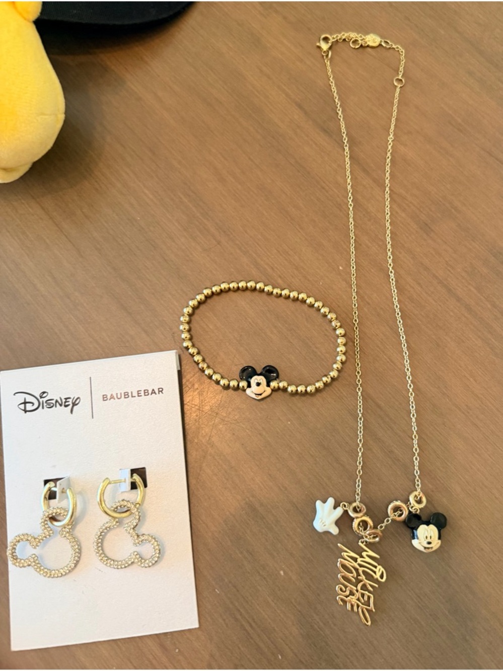 BaubleBar Gold-tone Mickey Mouse Charm Necklace, Bracelet & Earring Set